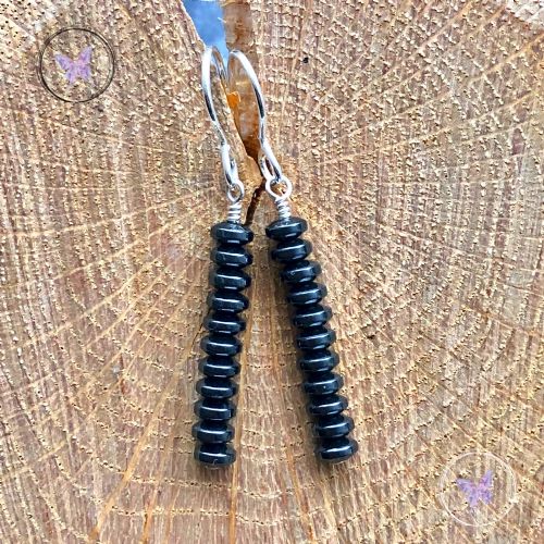 Hematite Discs Drop Earrings